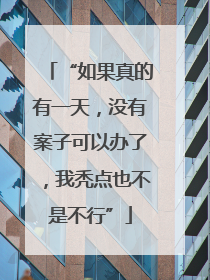 “如果真的有一天，没有案子可以办了，我秃点也不是不行”