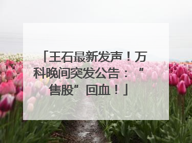 王石最新发声！万科晚间突发公告：“售股”回血！