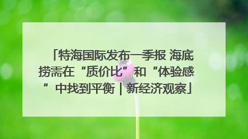 特海国际发布一季报 海底捞需在“质价比”和“体验感”中找到平衡｜新经济观察