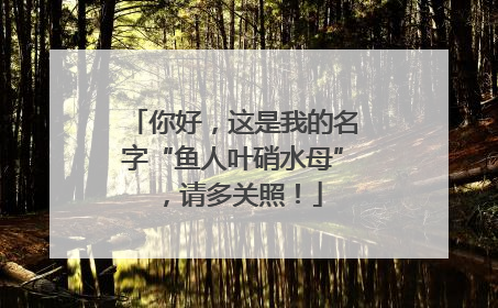 你好，这是我的名字“鱼人叶硝水母”，请多关照！