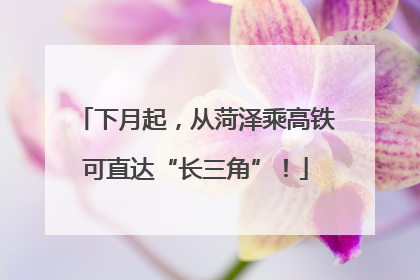 下月起，从菏泽乘高铁可直达“长三角”！