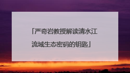 严奇岩教授解读清水江流域生态密码的钥匙