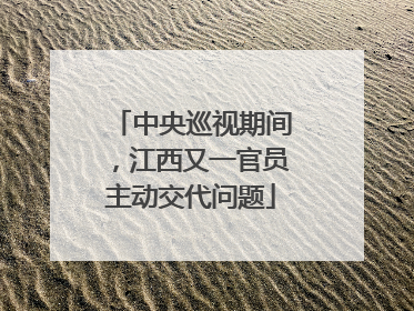中央巡视期间，江西又一官员主动交代问题
