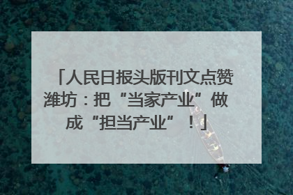 人民日报头版刊文点赞潍坊：把“当家产业”做成“担当产业”！