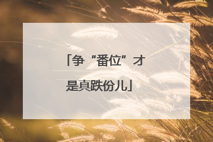 争“番位”才是真跌份儿