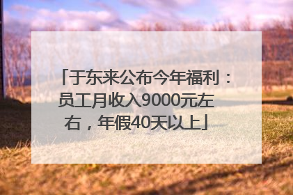 于东来公布今年福利：员工月收入9000元左右，年假40天以上