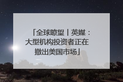 全球瞭望丨英媒：大型机构投资者正在撤出美国市场