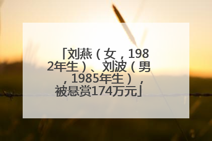 刘燕（女，1982年生）、刘波（男，1985年生），被悬赏174万元