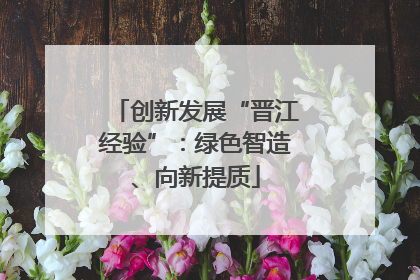 创新发展“晋江经验”：绿色智造、向新提质