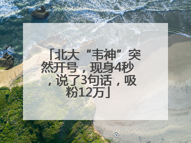 北大“韦神”突然开号，现身4秒，说了3句话，吸粉12万