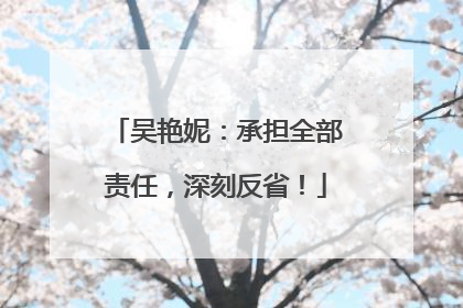 吴艳妮：承担全部责任，深刻反省！