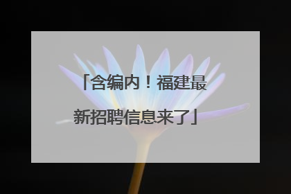 含编内！福建最新招聘信息来了