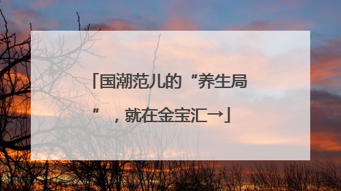 国潮范儿的“养生局”，就在金宝汇→