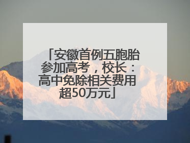 安徽首例五胞胎参加高考，校长：高中免除相关费用超50万元