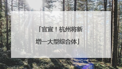 官宣！杭州将新增一大型综合体
