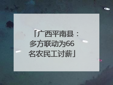 广西平南县：多方联动为66名农民工讨薪