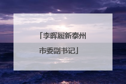 李晖履新泰州市委副书记