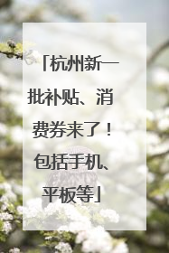 杭州新一批补贴、消费券来了！包括手机、平板等