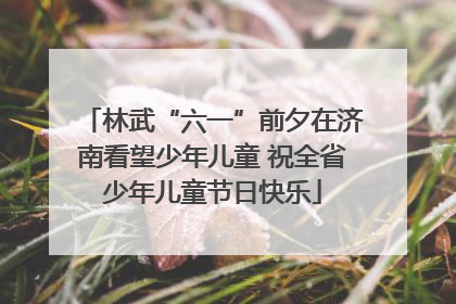 林武“六一”前夕在济南看望少年儿童 祝全省少年儿童节日快乐