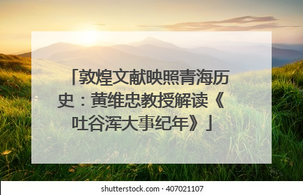 敦煌文献映照青海历史：黄维忠教授解读《吐谷浑大事纪年》