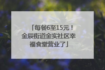 每餐6至15元！金辰街道金实社区幸福食堂营业了