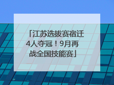 江苏选拔赛宿迁4人夺冠！9月再战全国技能赛