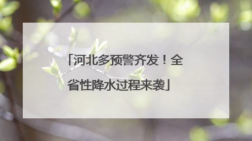 河北多预警齐发！全省性降水过程来袭