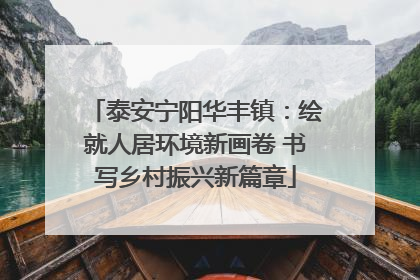 泰安宁阳华丰镇：绘就人居环境新画卷 书写乡村振兴新篇章