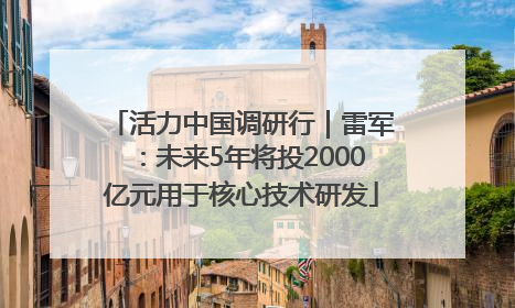 活力中国调研行｜雷军：未来5年将投2000亿元用于核心技术研发