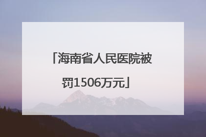 海南省人民医院被罚1506万元