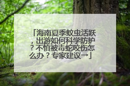 海南夏季蚊虫活跃，出游如何科学防护？不慎被毒蛇咬伤怎么办？专家建议→