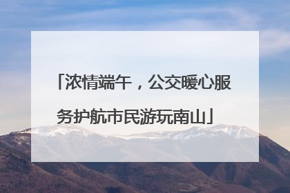浓情端午，公交暖心服务护航市民游玩南山