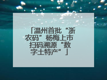 温州首批“浙农码”杨梅上市 扫码溯源“数字土特产”
