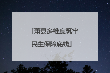 萧县多维度筑牢民生保障底线