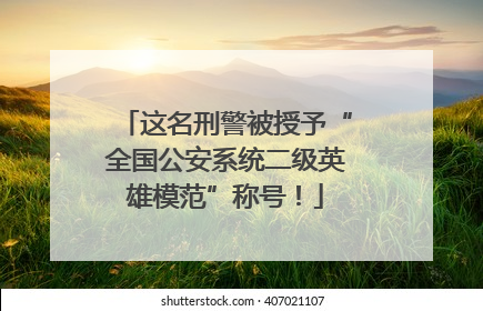 这名刑警被授予“全国公安系统二级英雄模范”称号！