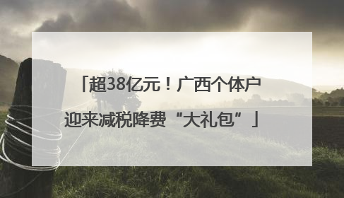 超38亿元！广西个体户迎来减税降费“大礼包”