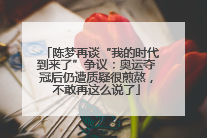 陈梦再谈“我的时代到来了”争议：奥运夺冠后仍遭质疑很煎熬，不敢再这么说了