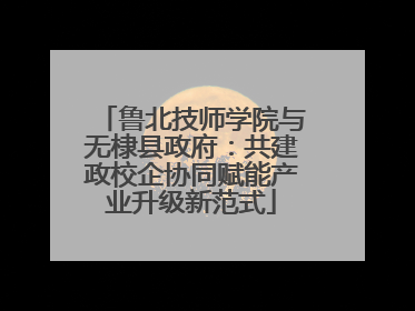 鲁北技师学院与无棣县政府：共建政校企协同赋能产业升级新范式