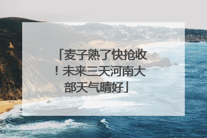 麦子熟了快抢收！未来三天河南大部天气晴好