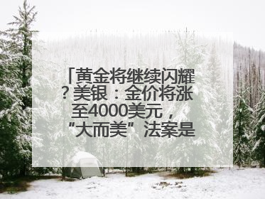 黄金将继续闪耀？美银：金价将涨至4000美元，“大而美”法案是关键！